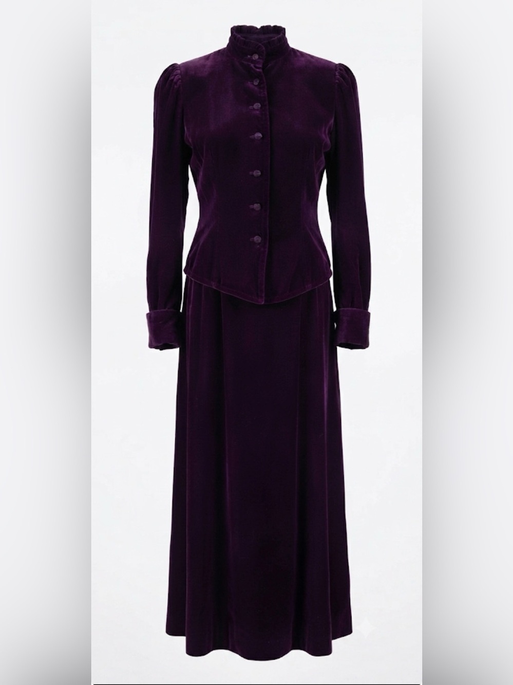 Vintage Gothic Velvet Jacket & Skirt Sz 10 Eggplant Purple Silk Goth